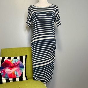 Cabi Blue Gray Striped Perfect T-Dress XS #315